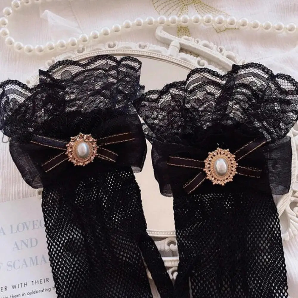 Hnewly 38 Colors Lace Flower Hollow Fishnet Fingerless Gloves Elegant Sun Protection Women Mesh
