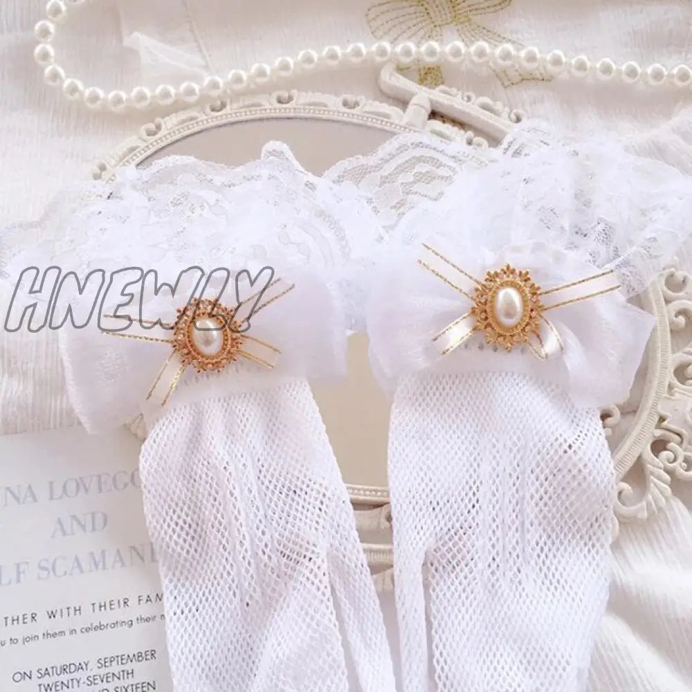 Hnewly 38 Colors Lace Flower Hollow Fishnet Fingerless Gloves Elegant Sun Protection Women Mesh