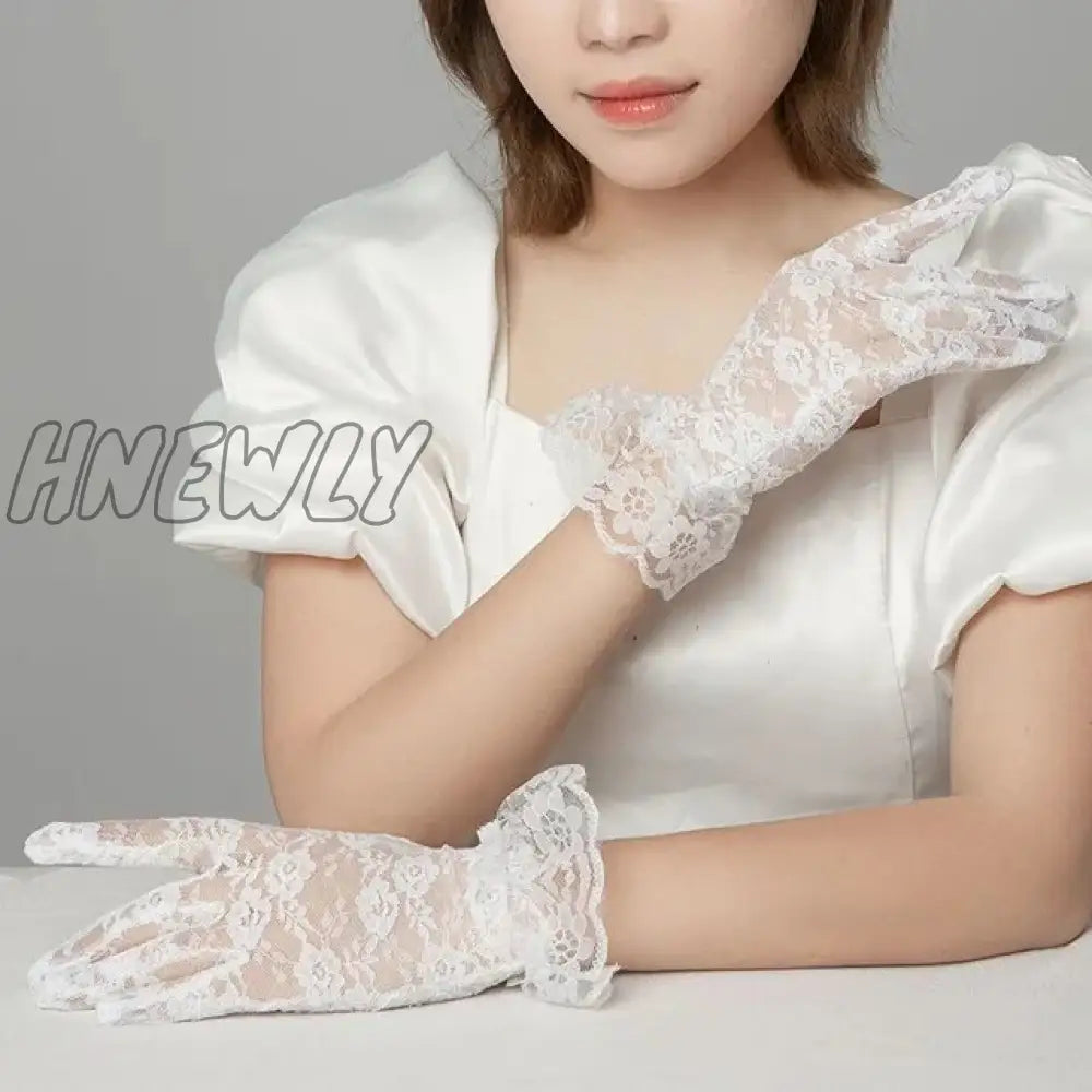 Hnewly 38 Colors Lace Flower Hollow Fishnet Fingerless Gloves Elegant Sun Protection Women Mesh