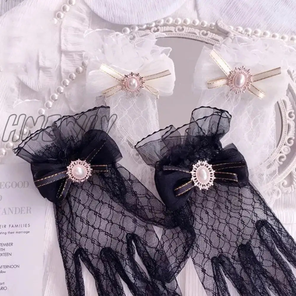 Hnewly 38 Colors Lace Flower Hollow Fishnet Fingerless Gloves Elegant Sun Protection Women Mesh