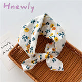 Hnewly 58Cm Square Cotton Flower Neck Scarf Hair Band Fashion Print Wrap Hairband Headband