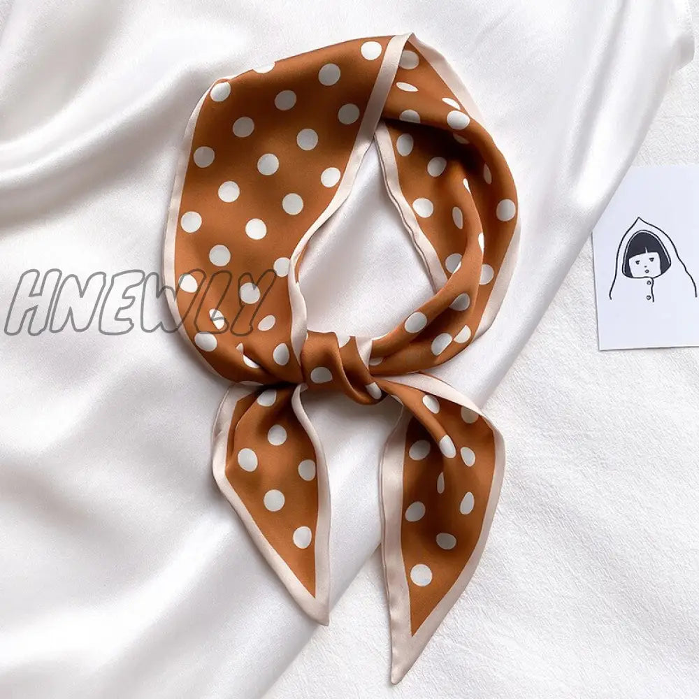 Hnewly 8 Colors Female Spain Silk Neck Scarf Luxury Polka Dot Hair Tie Scarves Foulard Head Band