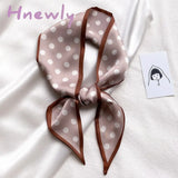 Hnewly 8 Colors Female Spain Silk Neck Scarf Luxury Polka Dot Hair Tie Scarves Foulard Head Band