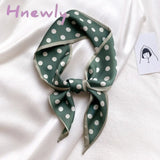 Hnewly 8 Colors Female Spain Silk Neck Scarf Luxury Polka Dot Hair Tie Scarves Foulard Head Band