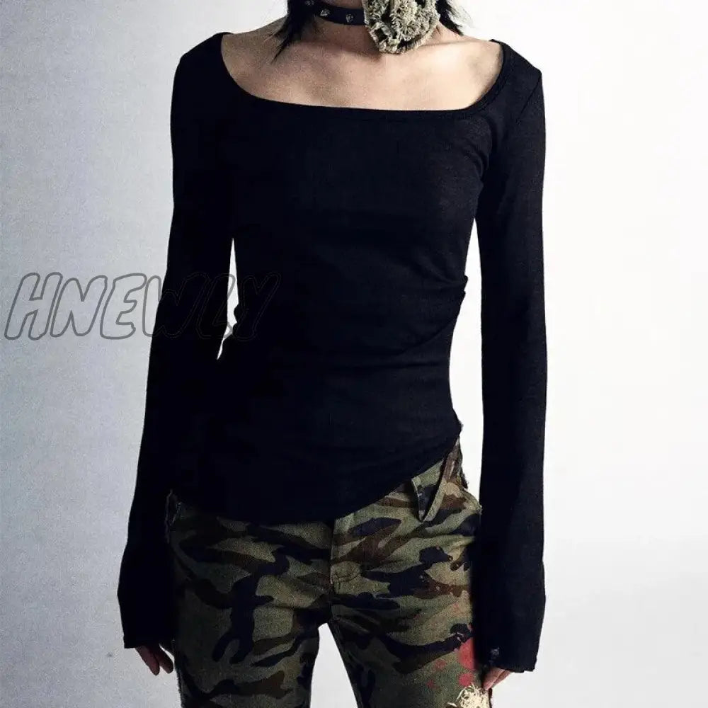 Hnewly 90S Vintage E-Girl Emo Clothes Fires Graphic Print Y2K Grunge T-Shirt Women Harajuku Retro
