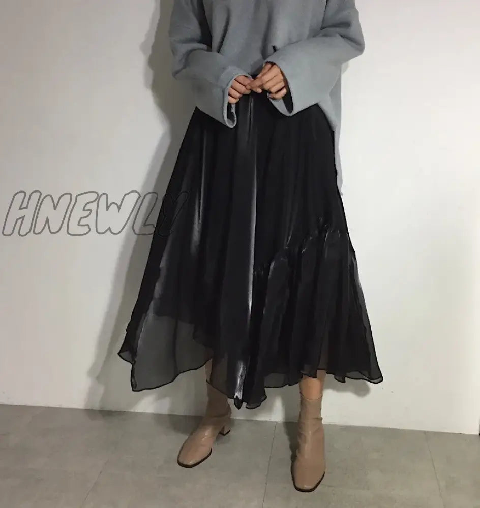 Hnewly A Line Japanese Harajuku Autumn Winter Women Skirt High Waist Solid Female Korean Streetwear