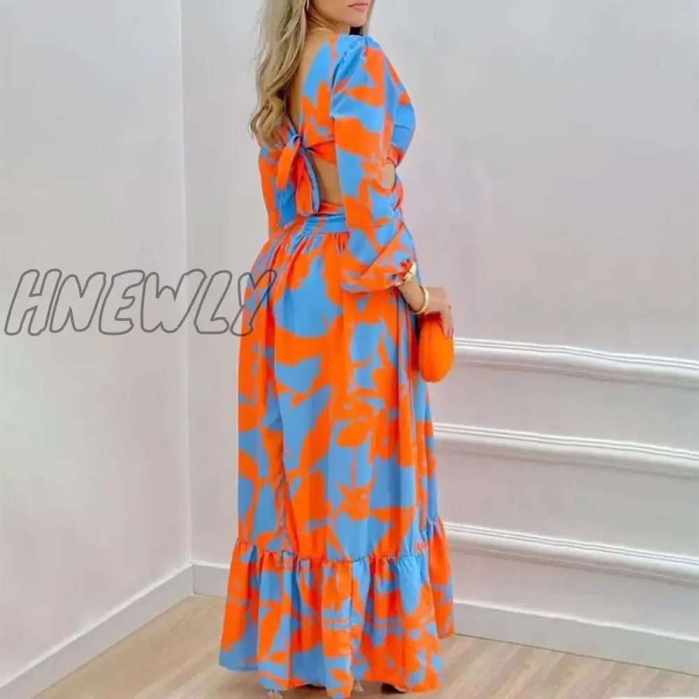 Hnewly African Dresses For Women Summer Bohemia Beach Party Maxi Dress Ladies Sexy V-Neck Wear