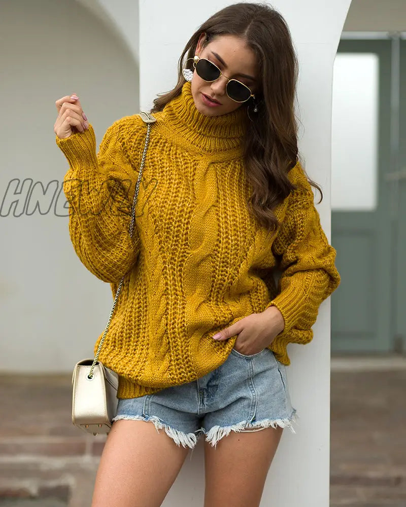 Hnewly Autumn And Winter Thick Line Twist Sweater Fashion Wild Ice Skating Outfit