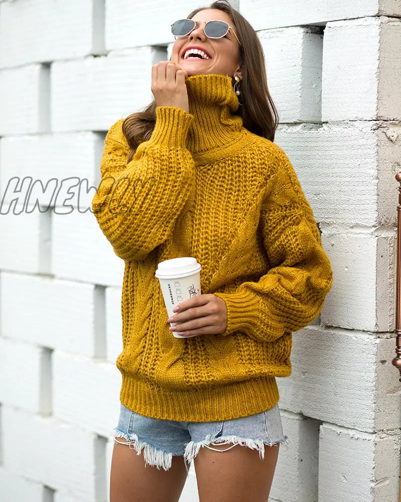 Hnewly Autumn And Winter Thick Line Twist Sweater Fashion Wild Ice Skating Outfit