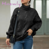 Hnewly Autumn And Winter Thick Line Twist Sweater Fashion Wild Ice Skating Outfit Black / S