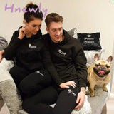 Hnewly Autumn Matching Couple Casual Tracksuits Women Men King Queen Print Hooded Hoodies And Pants