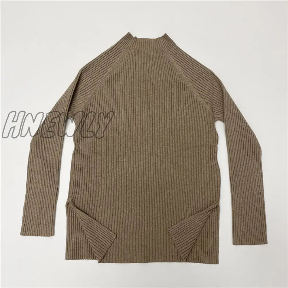 Hnewly Autumn Winter 2 Pieces Women Sets Knitted Tracksuit O-Neck Split Sweater And Wide Leg