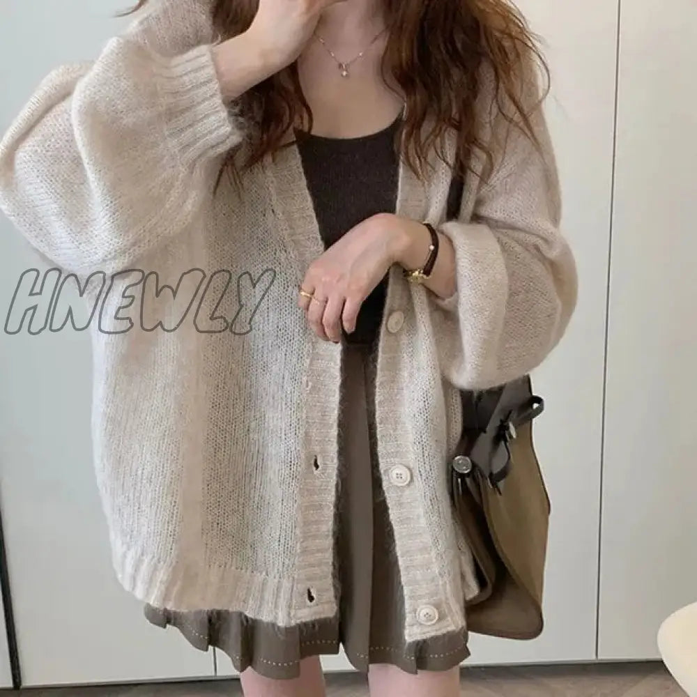 Hnewly Autumn Winter Fashion Casual Women’s Tees Simple Soft Knitted Sweater Gentle Warm Cardigan