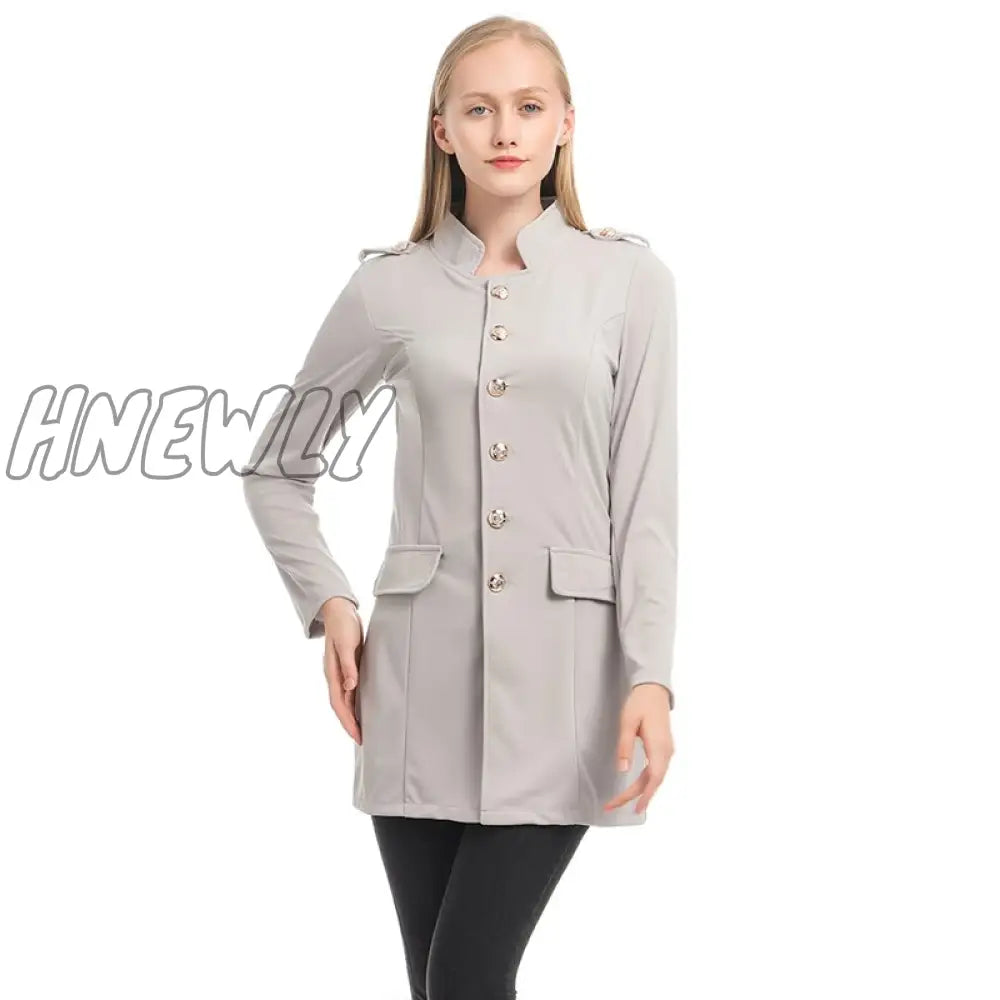 Hnewly Autumn Winter Suit Blazer Women Casual Single Breasted Pocket Long Jackets Elegant Sleeve