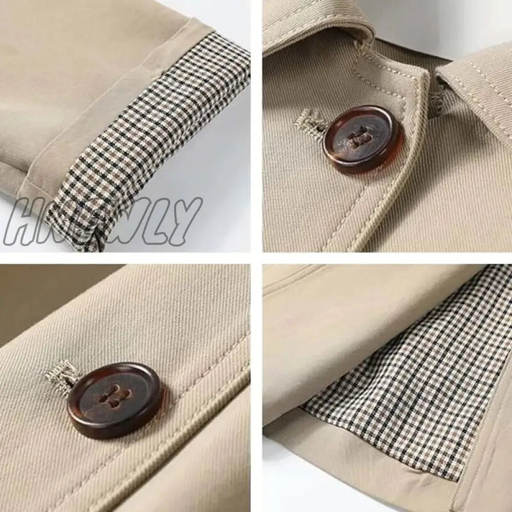 Hnewly Autumn Women Khaki Trench England Style Elegant Single Breasted Long Coats Belt Slim Turn