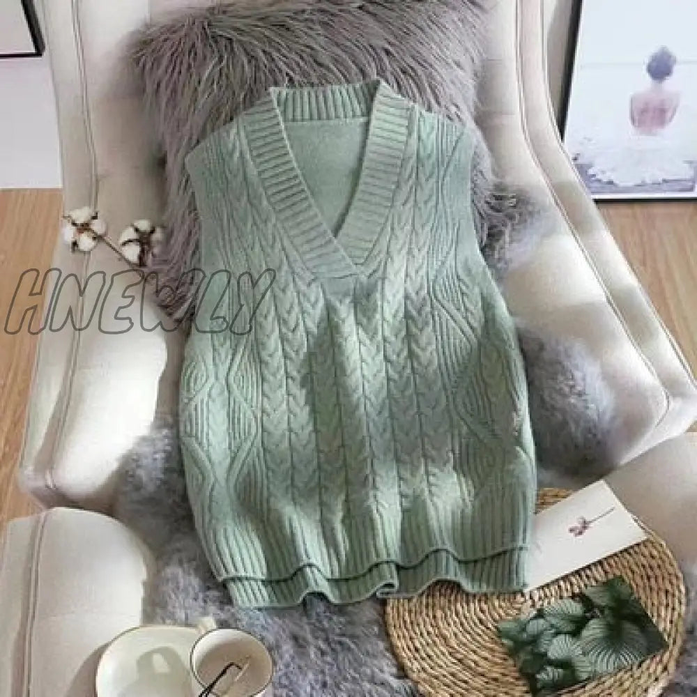 Hnewly Autumn Women’s Sweater Vest V - Neck Sleeveless Irregular Casual Loose Knitted Pullover