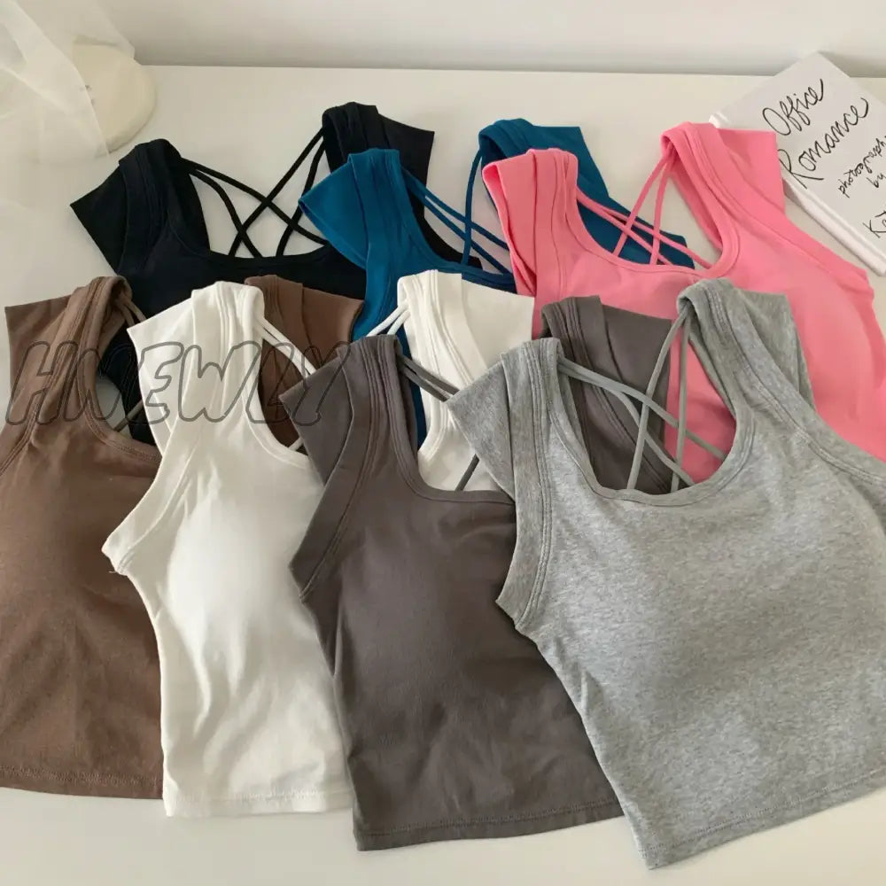 Hnewly Backless Top Sexy Crop Women Summer Clothes Square Neck Corset Y2K 2024 Solid Bustier