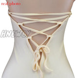 Hnewly Bandage Sexy Backless Elegant Strapless Jumpsuits Women Club Party Flare Pants Rompers One