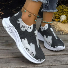 Hnewly - Black Casual Patchwork Printing Round Comfortable Out Door Shoes Shoes Sneakers