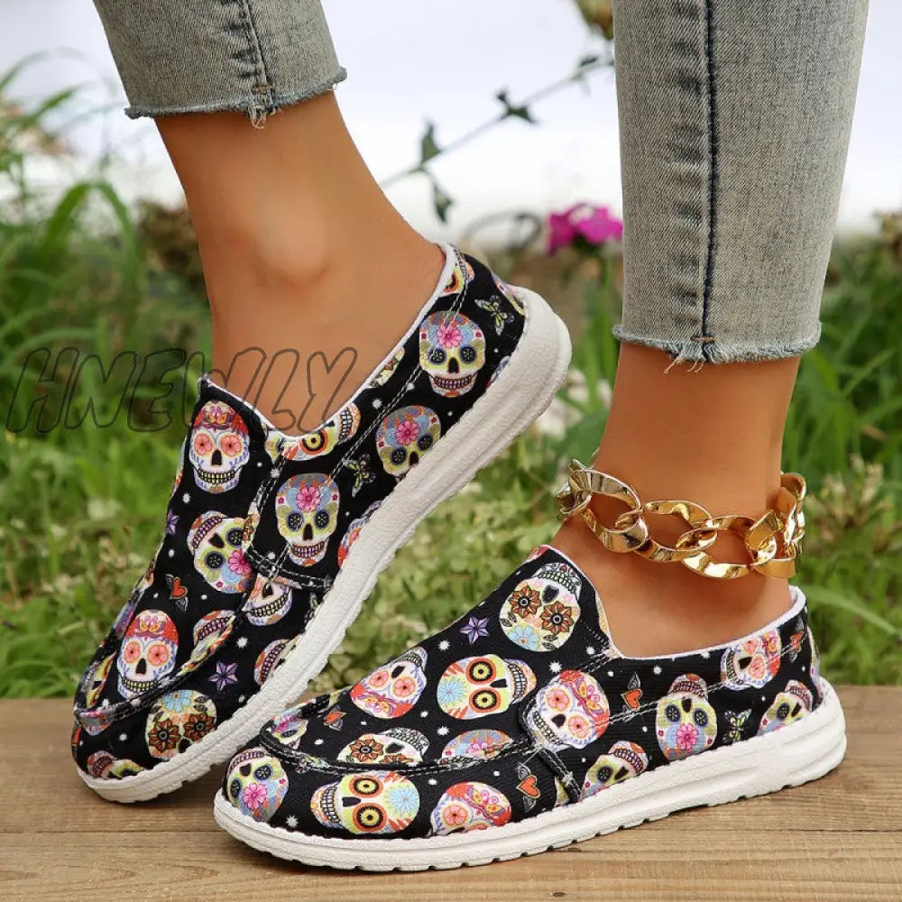 Hnewly - Black Casual Patchwork Round Comfortable Shoes / Us6Eu36 Shoes Sneakers