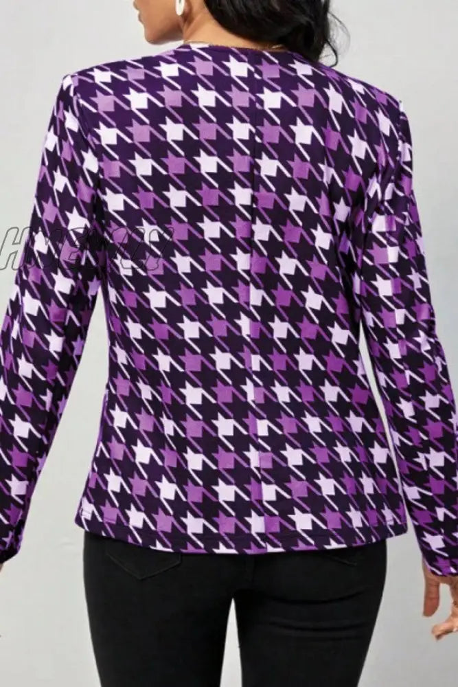 Hnewly - Black Casual Print Cardigan Outerwear Coats Suits