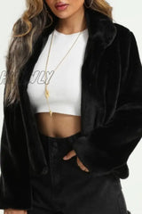 Hnewly - Black Casual Solid Cardigan Outerwear Coats