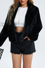Hnewly - Black Casual Solid Cardigan Outerwear Coats