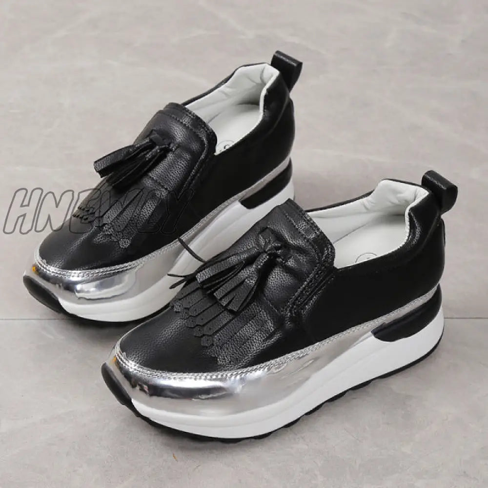 Hnewly - Black Casual Sportswear Patchwork Contrast Round Comfortable Out Door Shoes Shoes Sneakers