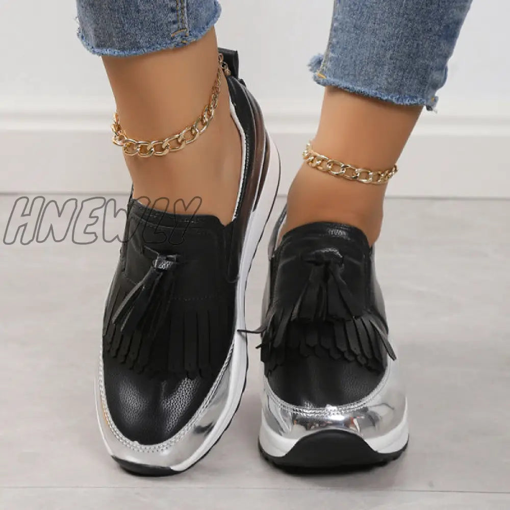 Hnewly - Black Casual Sportswear Patchwork Contrast Round Comfortable Out Door Shoes Shoes Sneakers