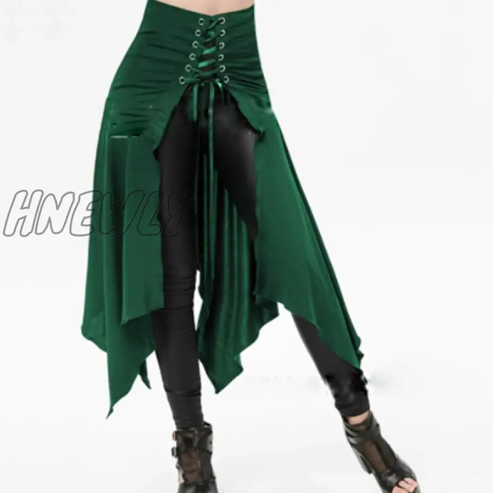 Hnewly Black Medieval Skirt Women Halloween Vintage Irregualr Hem Steampunk Ladies Long Skirts