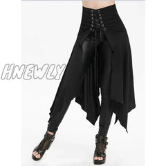 Hnewly Black Medieval Skirt Women Halloween Vintage Irregualr Hem Steampunk Ladies Long Skirts