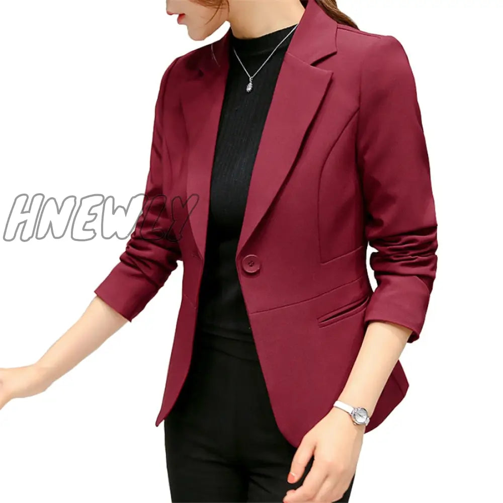 Hnewly Black Women Blazerformal Blazers Lady Office Work Suit Pockets Jackets Coat Slim Blazer