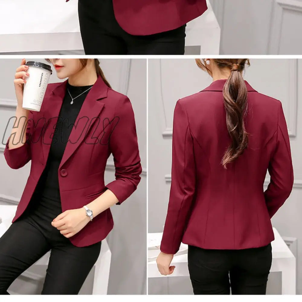 Hnewly Blazer Ladies Pocket Jacket Slim Fit Long - Sleeved Korean Style Office Traf Tangada Trendy
