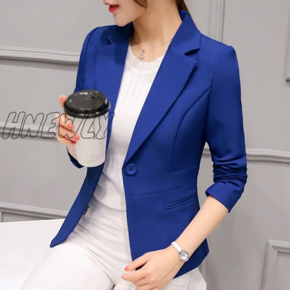 Hnewly Blazer Ladies Pocket Jacket Slim Fit Long - Sleeved Korean Style Office Traf Tangada Trendy