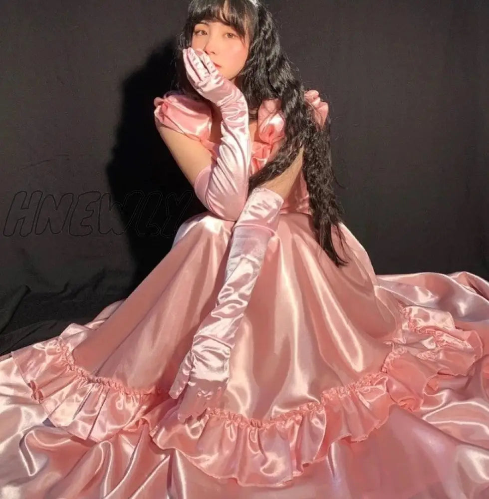 Hnewly Blue Elegant Victorian Dress Women Summer Long Fairy Korean Strap Kawaii Vintage Wedding