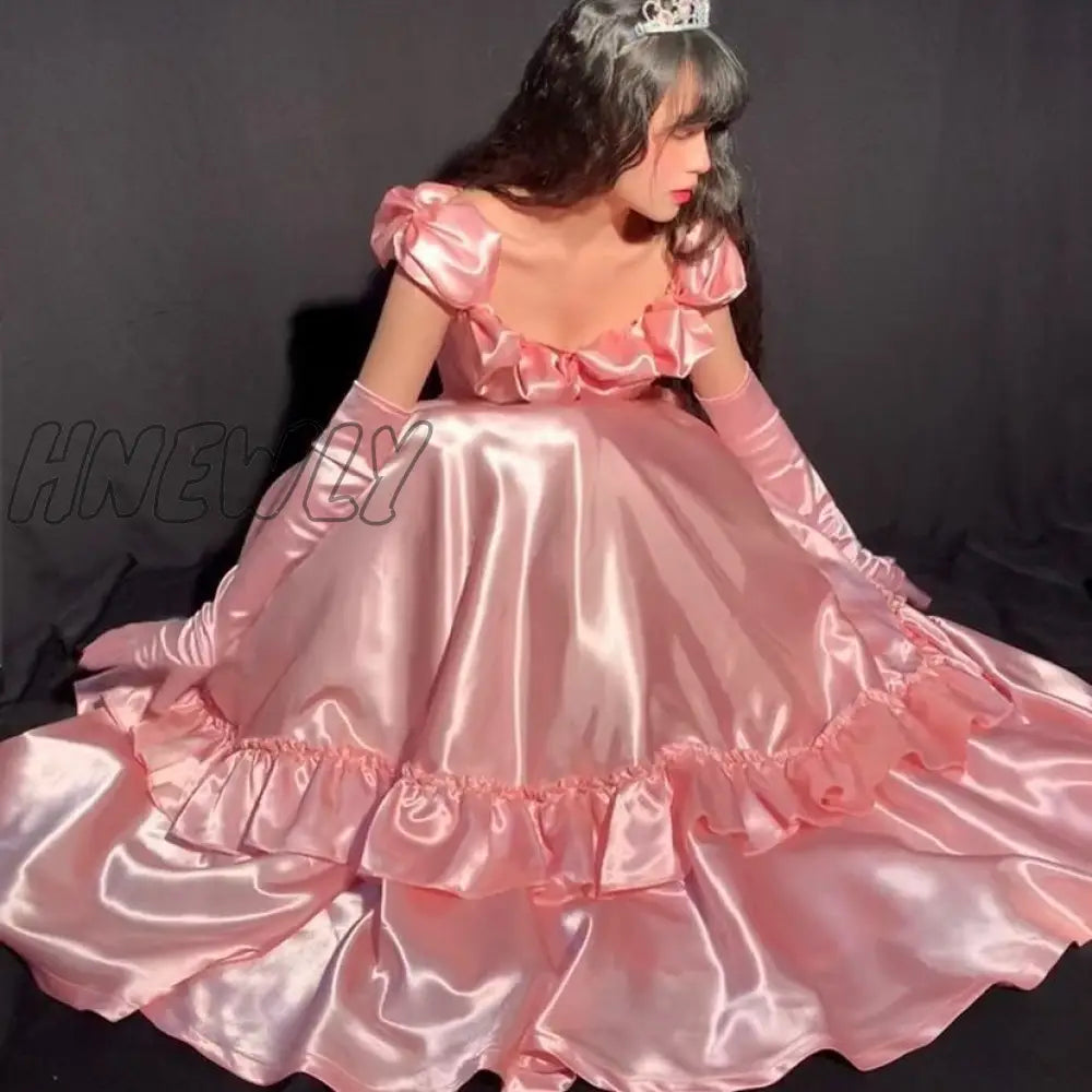 Hnewly Blue Elegant Victorian Dress Women Summer Long Fairy Korean Strap Kawaii Vintage Wedding