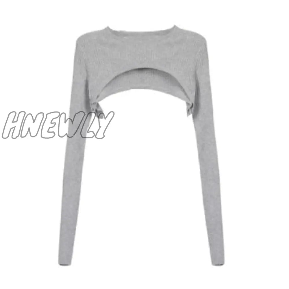 Hnewly Blue Knitted Sweaters Fashion New Female Streetwear Long Sleeve Korean Knit Pullover Thin