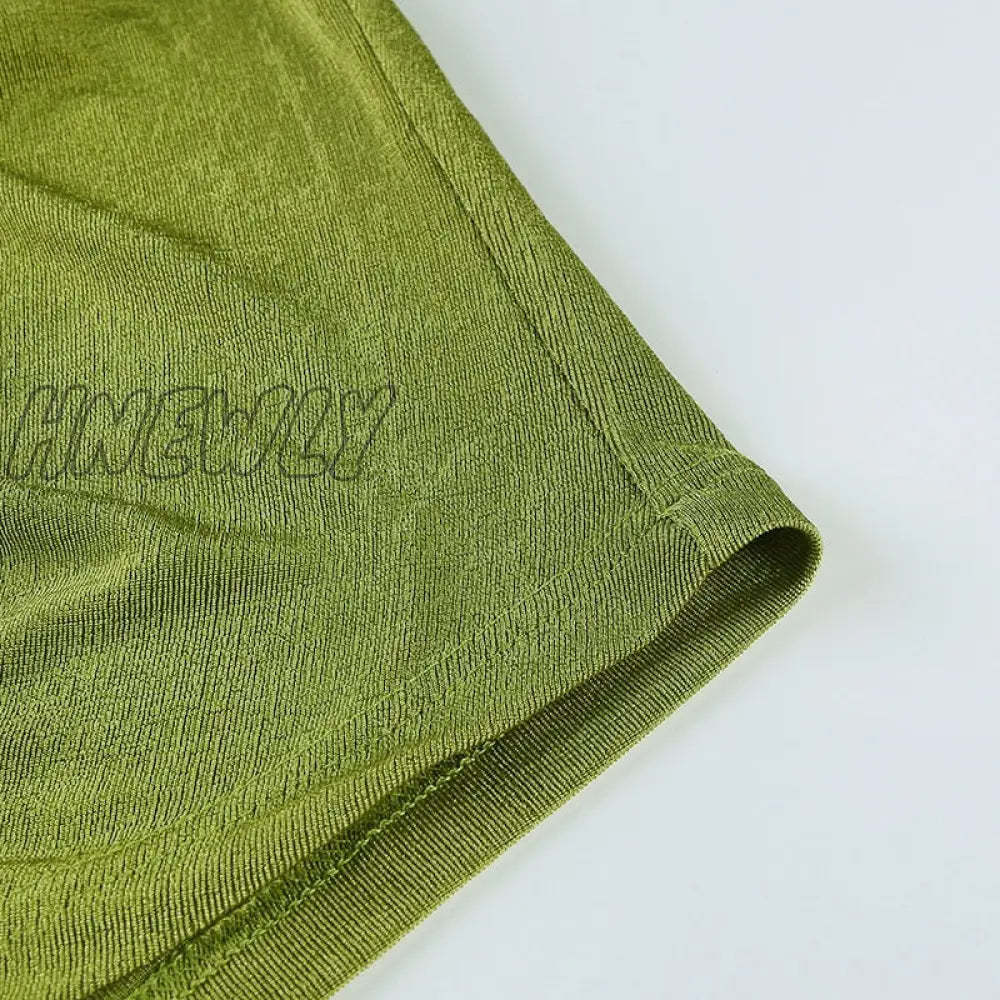 Hnewly Blue Sexy Women Crop Top Y2K V Neck Casual Ruched Long Sleeve Summer Green T Shirt Fashion