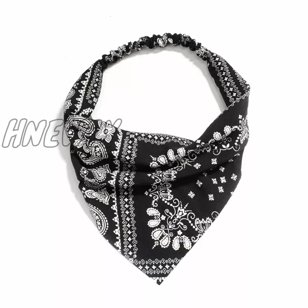 Hnewly Bohemia Bandana For Women Elastic Hair Bands Triangle Headscarf Floral Print Head Wrap Scarf