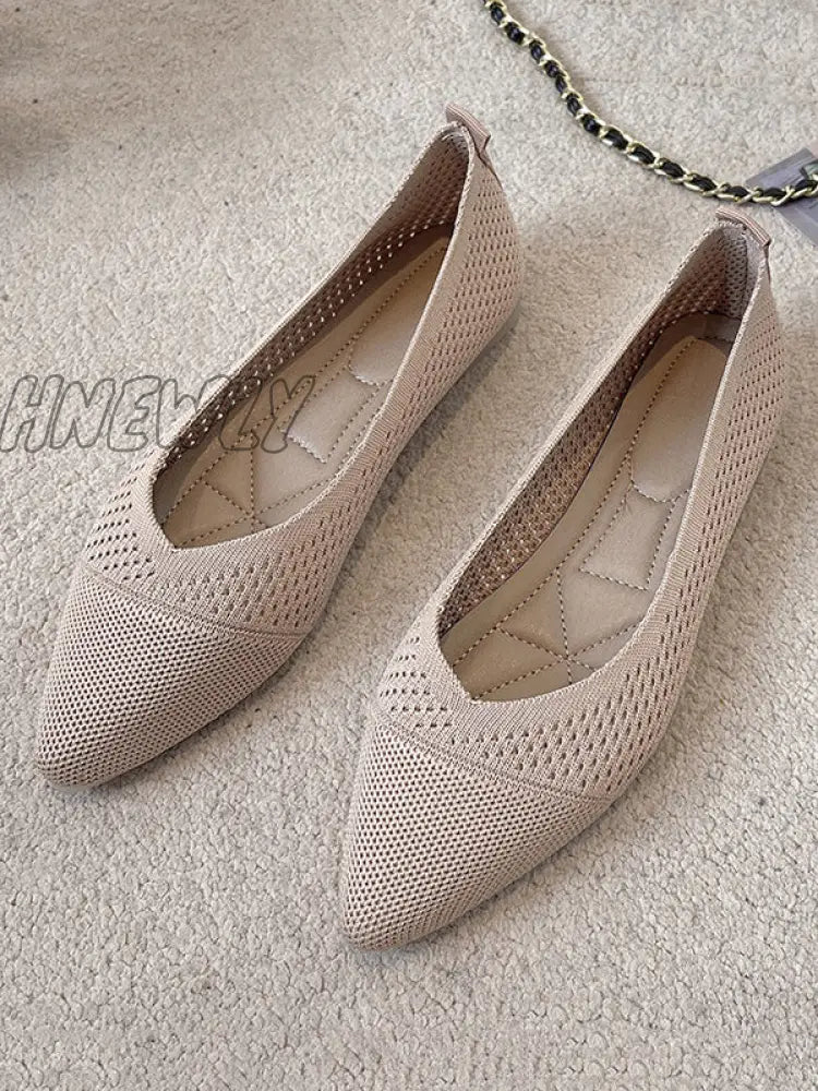Hnewly - Breathable Hollow Solid Color Flat Shoes Pink / Us 6 | Eu 36 2/3 Uk 4 Cn
