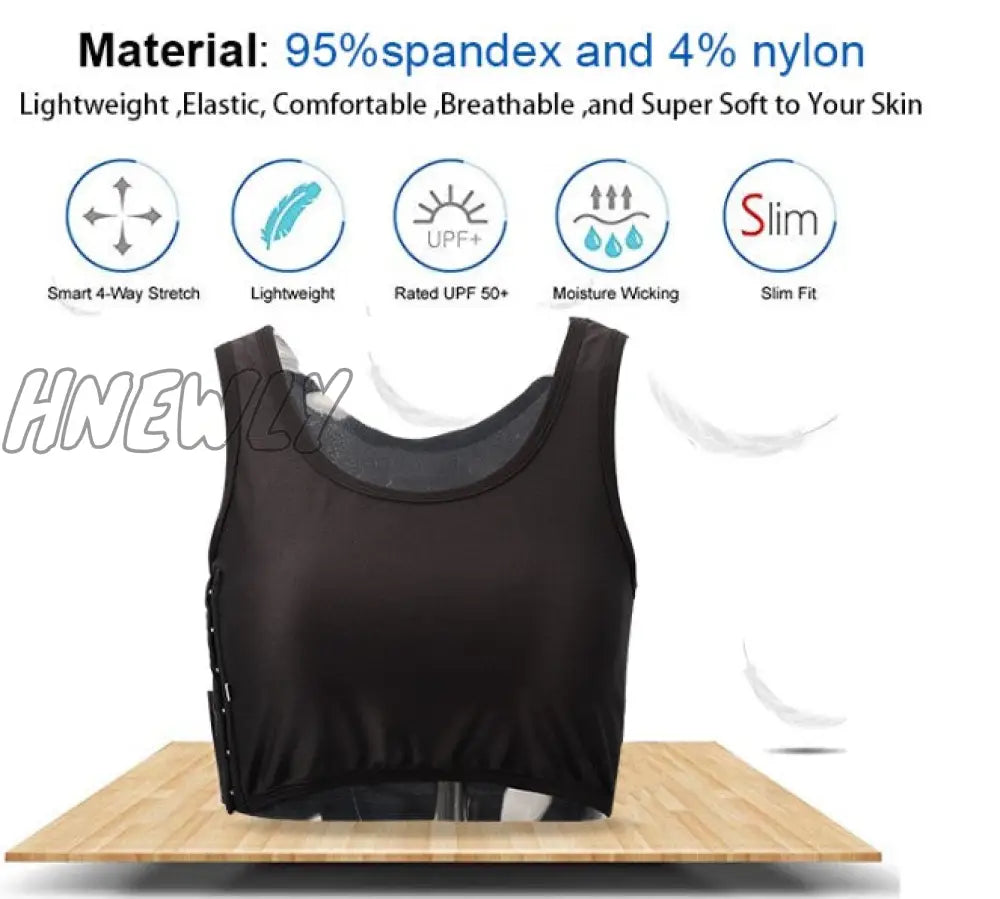 Hnewly Breathable Les Lesbian Undershirt Tomboy Buckle Short Chest Binder Summer Cos Bra Vest