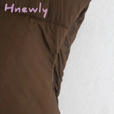 Hnewly Brown Sleeveless Women Short Waistcoat Casual Streetwear Zipper Lady Outwear Warm High