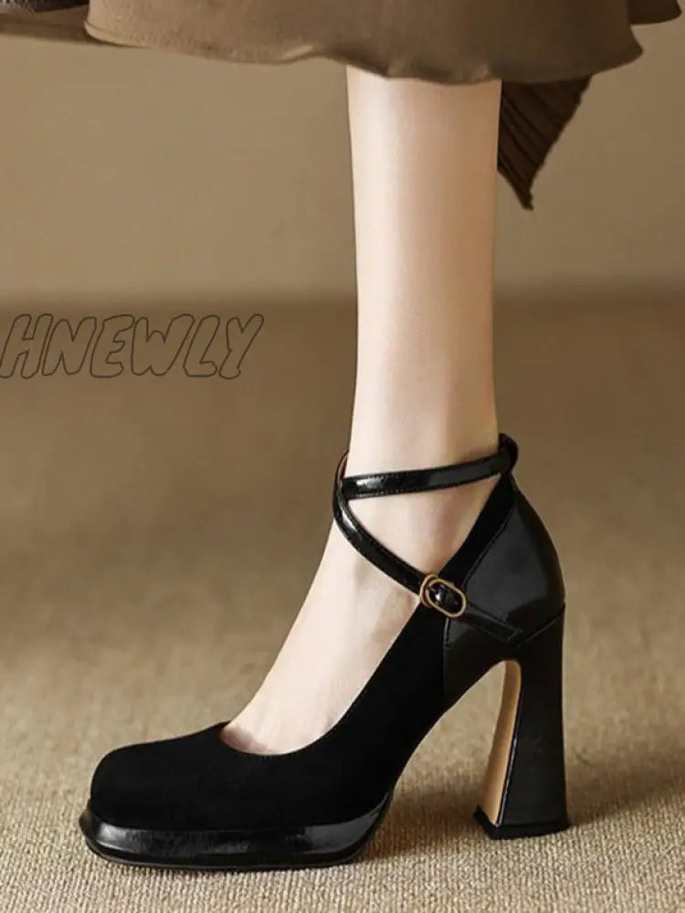 Hnewly - Buckle Square-Toe Mary Janes Black / Us 6 | Eu 36 2/3 Uk 4 Cn