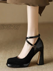 Hnewly - Buckle Square-Toe Mary Janes Black / Us 6 | Eu 36 2/3 Uk 4 Cn