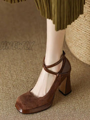 Hnewly - Buckle Square-Toe Mary Janes Dark Brown / Us 6 | Eu 36 2/3 Uk 4 Cn
