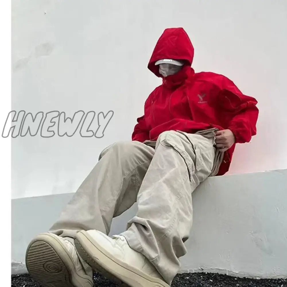 Hnewly Cargo Pants For Women High Waist Retro Y2K Street Fashion Casual Loose Couple Wide Leg
