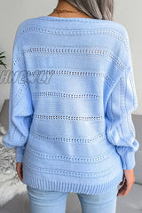 Hnewly - Casual Pierced Patchwork Off The Shoulder Sweater(3 Colors) Tops/Sweaters & Cardigans