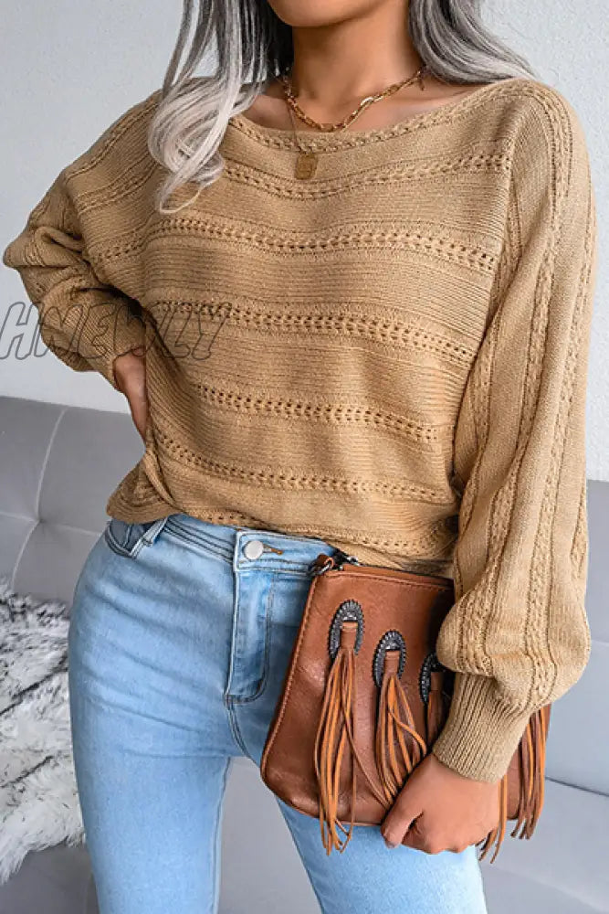 Hnewly - Casual Pierced Patchwork Off The Shoulder Sweater(3 Colors) Tops/Sweaters & Cardigans