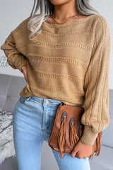 Hnewly - Casual Pierced Patchwork Off The Shoulder Sweater(3 Colors) Tops/Sweaters & Cardigans