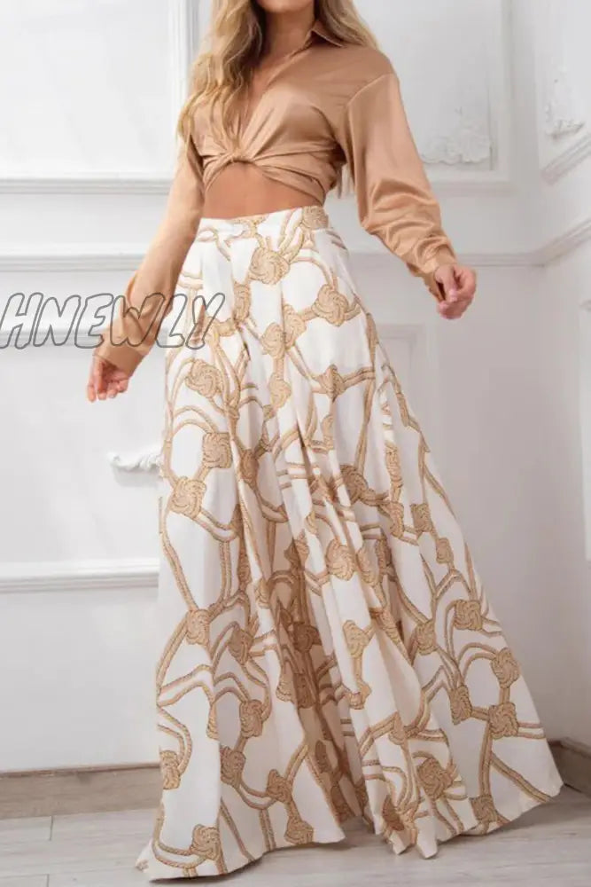 Hnewly - Casual Print Patchwork V Neck Long Sleeve Two Pieces(7 Colors) Pieces/Two-Piece Dress